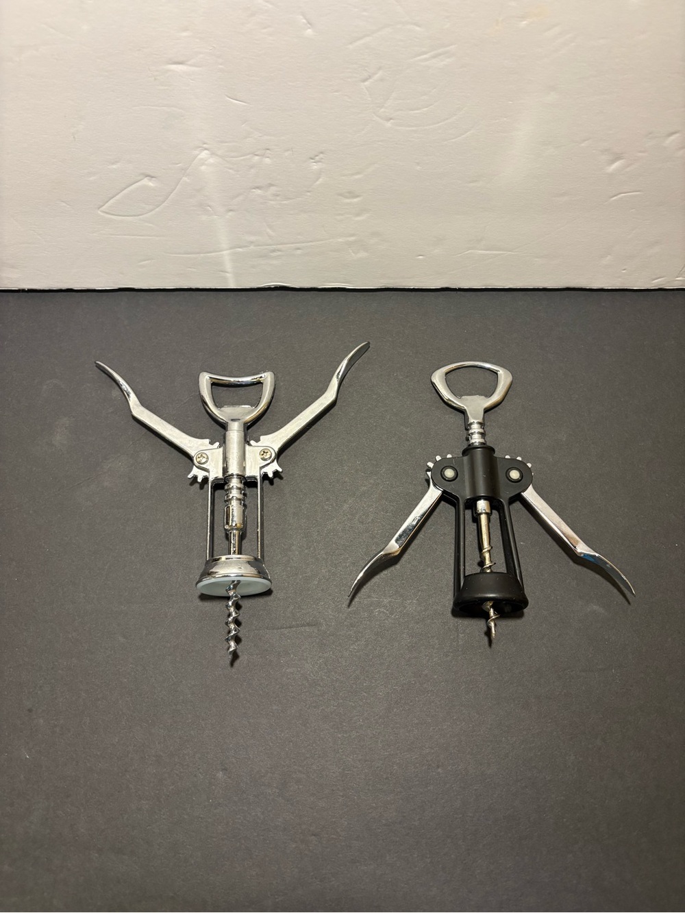Vintage Italian Style Lot of 2 Metal Winged Corkscrews Wine Bottle Openers
